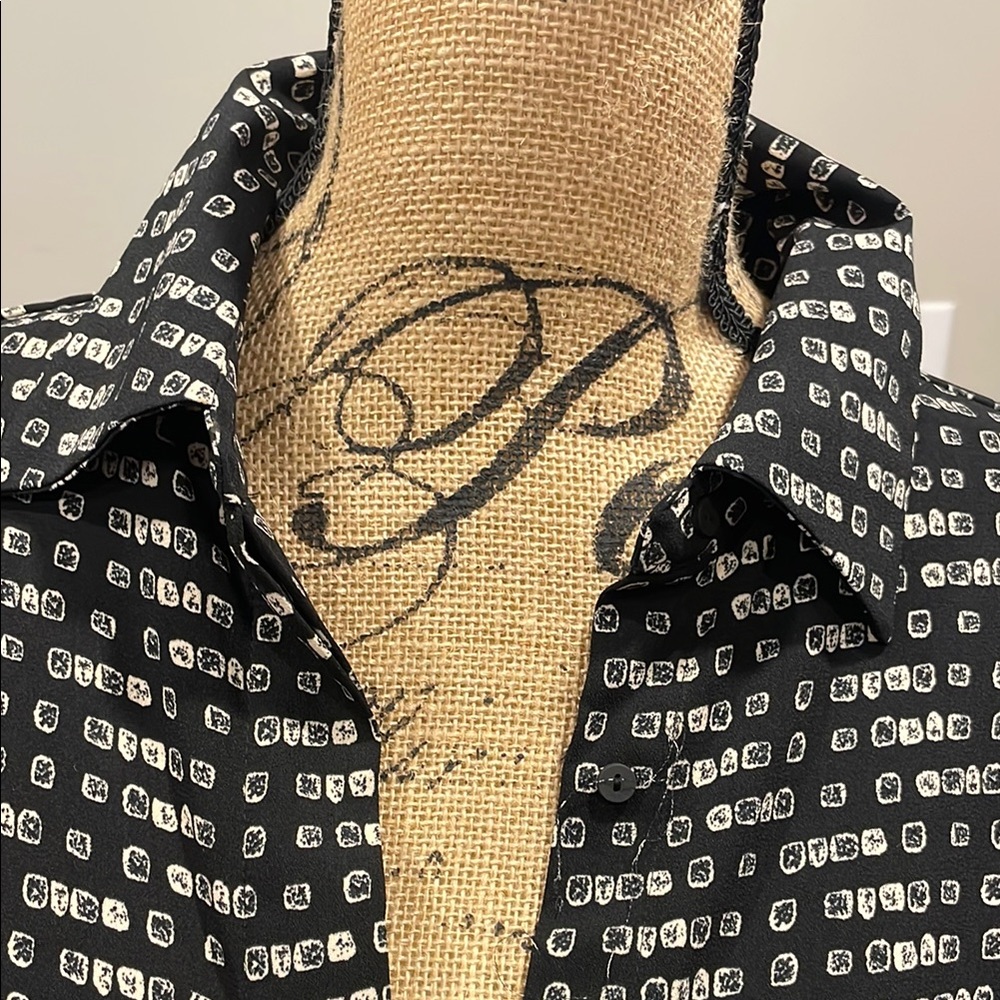 Black and cream print Women's shirt Dress - Picture 2 of 8